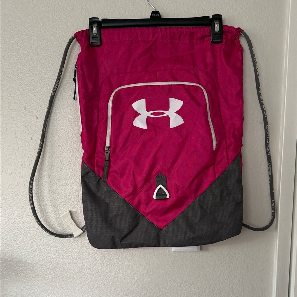 Under Armour Fuchsia and Charcoal Drawstring Bag